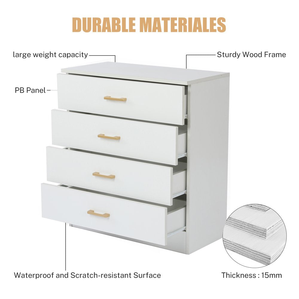 SEGMART White 4-Drawer Wood Dressers for Bedroom