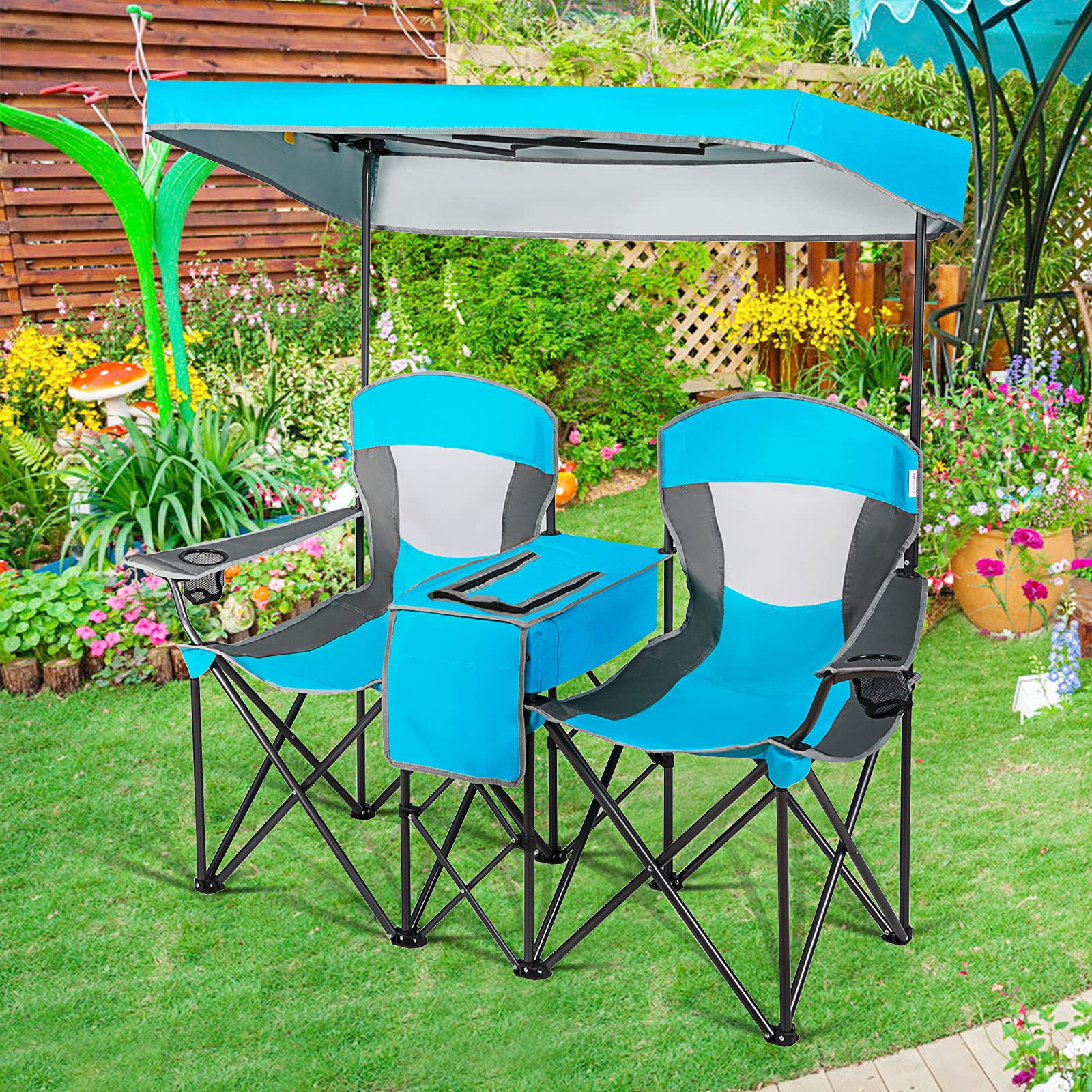 Double Camping Seat w/Shade Canopy