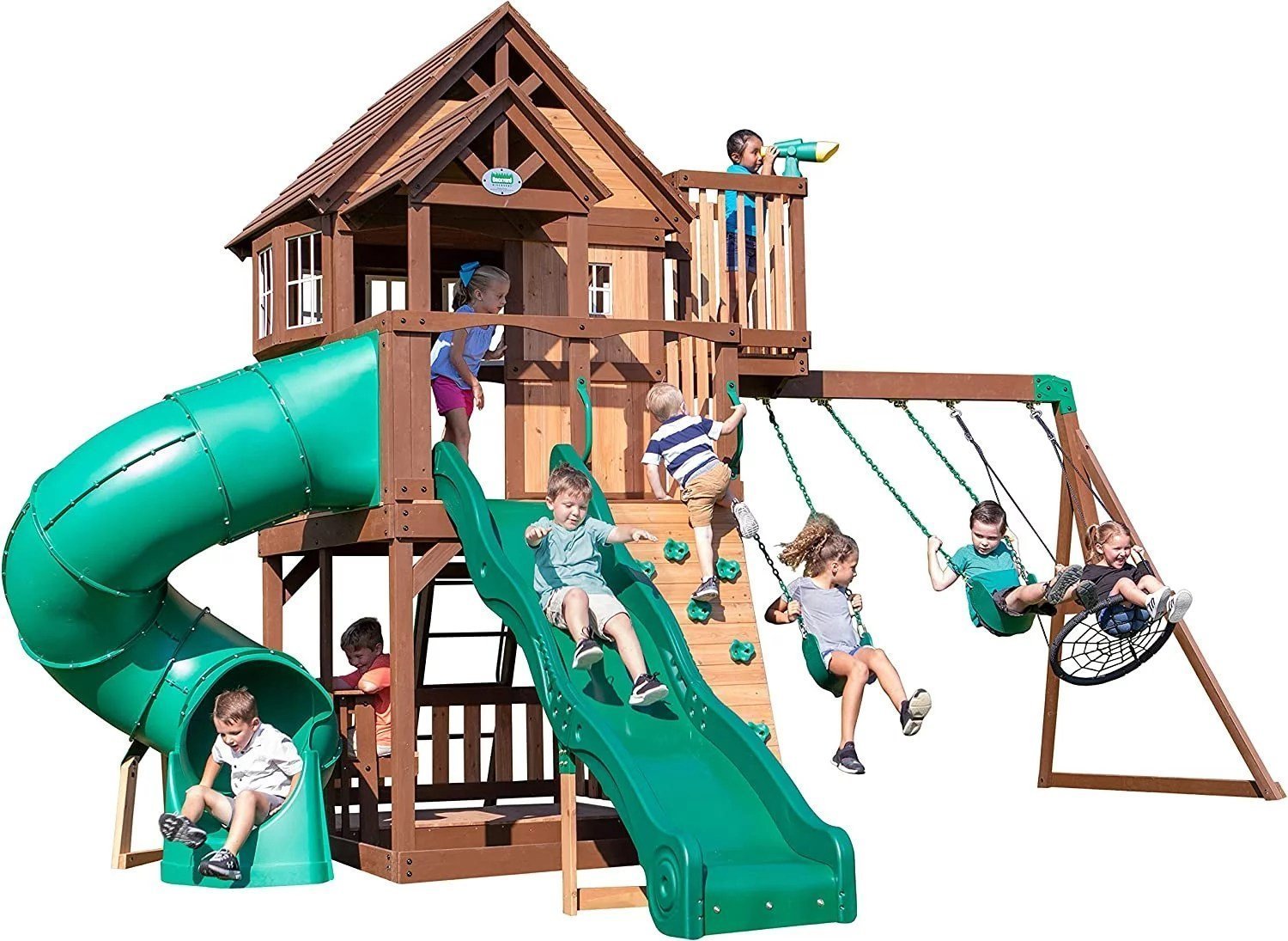 Backyard Discovery Skyfort III Cedar Swing Set w/ Tube Slide �C DIY