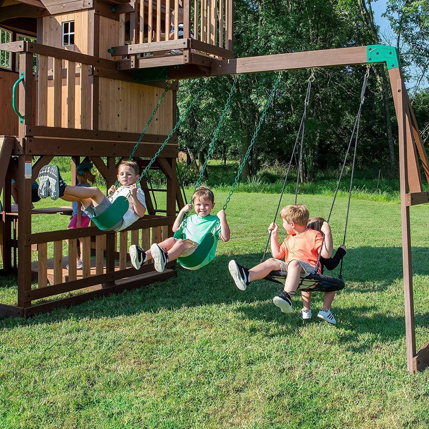 Backyard Discovery Skyfort III Cedar Swing Set w/ Tube Slide �C DIY