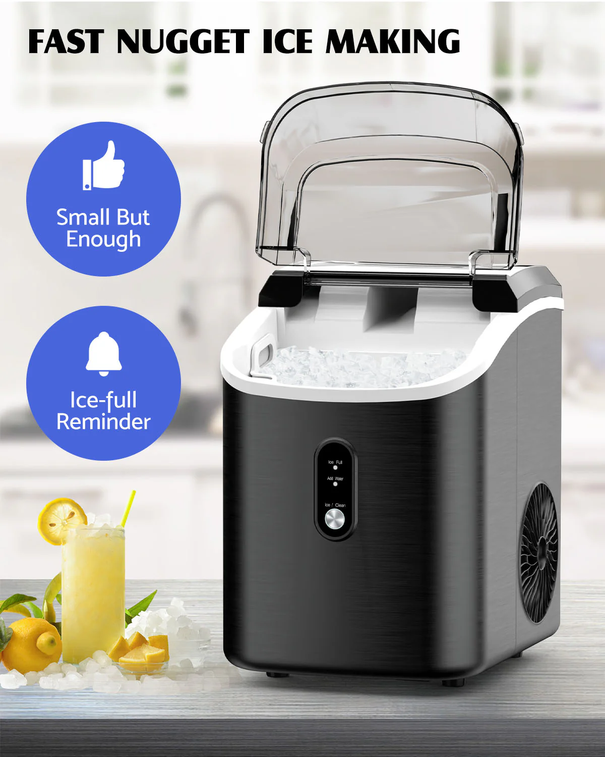 Nugget Ice Maker Countertop Portable Ice Machine