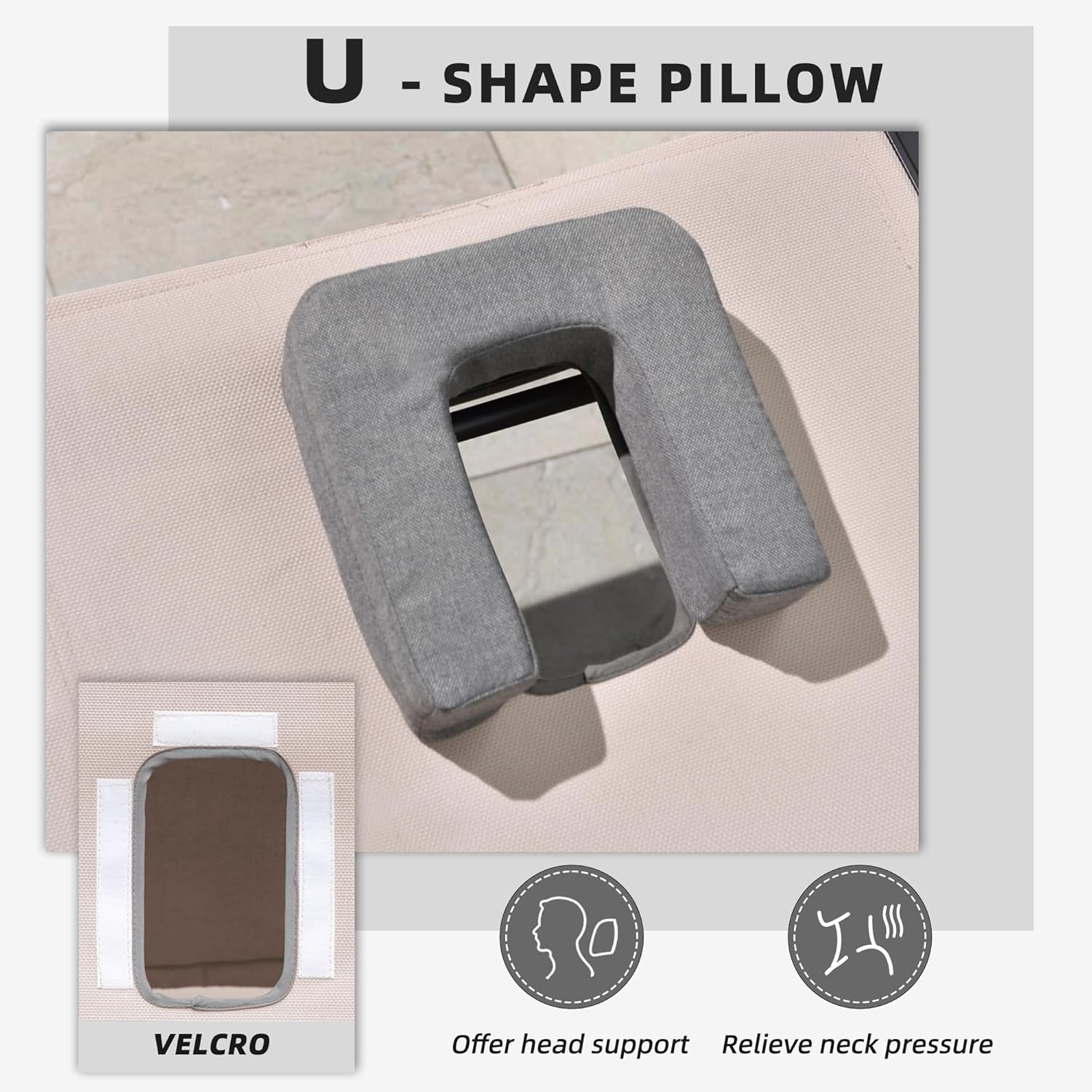 PURPLE LEAF Patio Tanning Lounge Chair Set with Face Down Hole Outdoor Aluminum Adjustable Reclining Chairs Wheels Pillows and Table for Poolside Beach Sunbathing Lounger, Beige