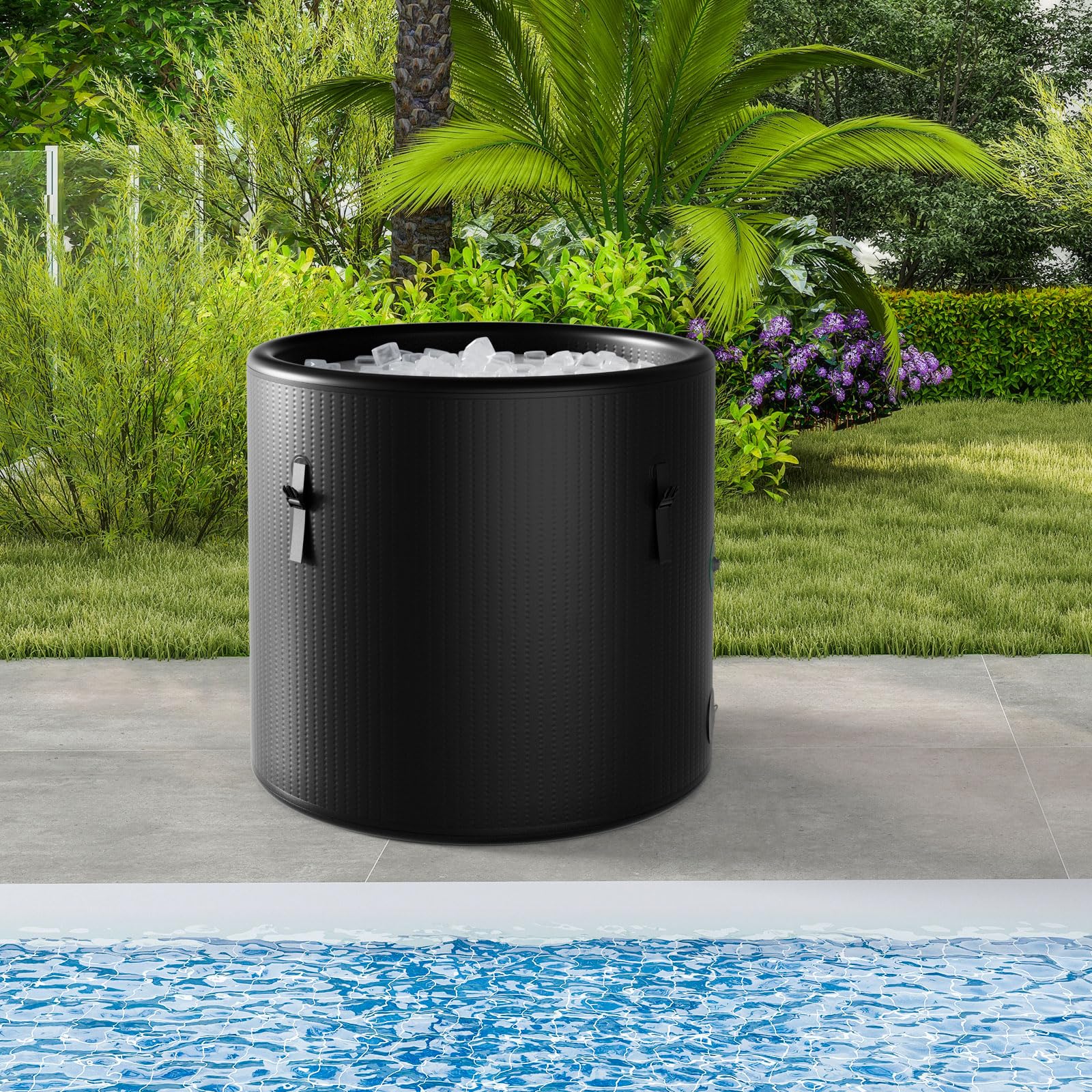 79 Gal Ice Bath Tub for Athletes, Inflatable Cold Plunge Tub w/Multiple Layered, Lid, Pump