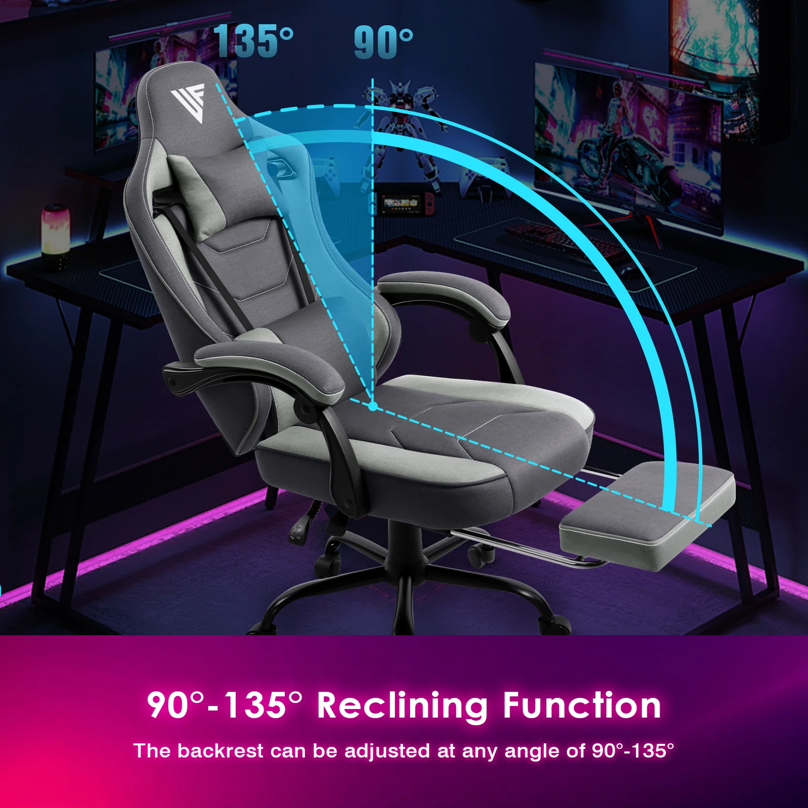 Ergonomic Gaming Chair with Footrest