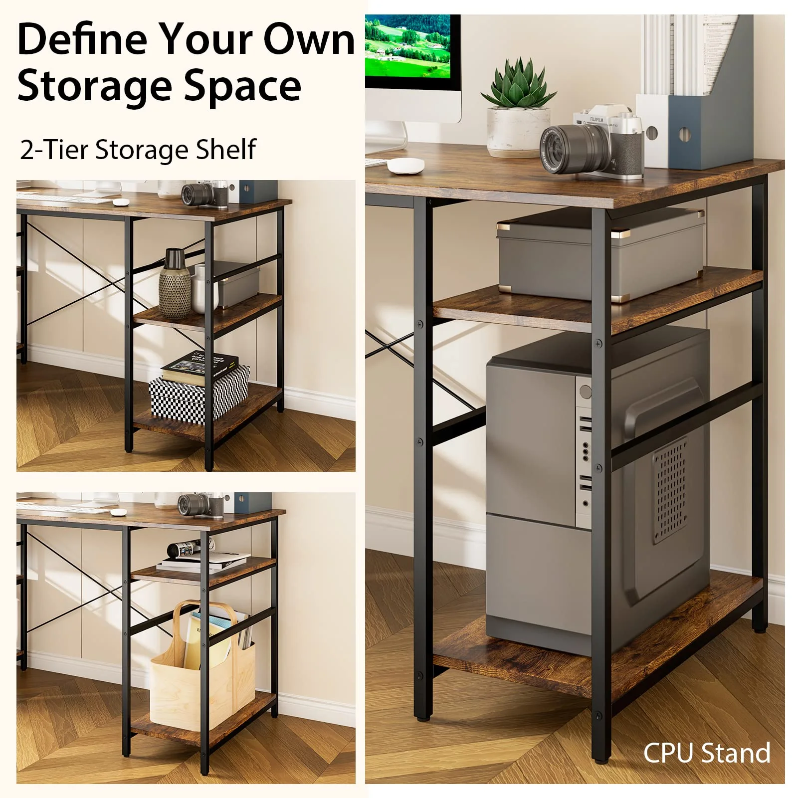 Giantex L-Shaped Desk with Storage Shelves, 242cm Wooden Corner Desk