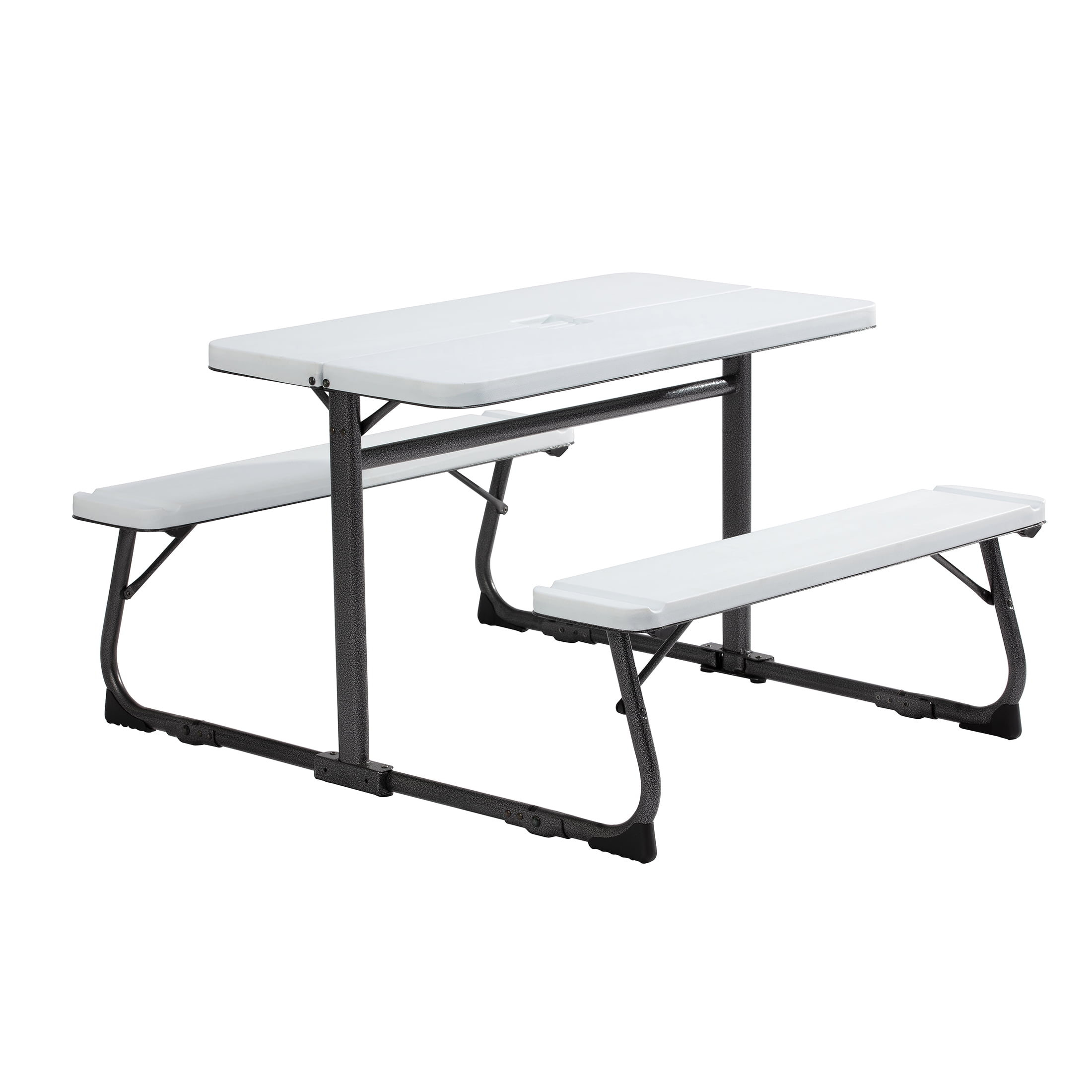 Your Zone Kid��s Folding Activity Table with Benches, White �C Ages 3-8, Easy Storage & Durable