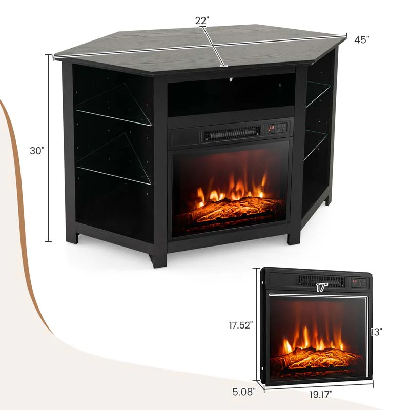 Modern Corner Fireplace TV Stand with LED Lights for TVs up to 50