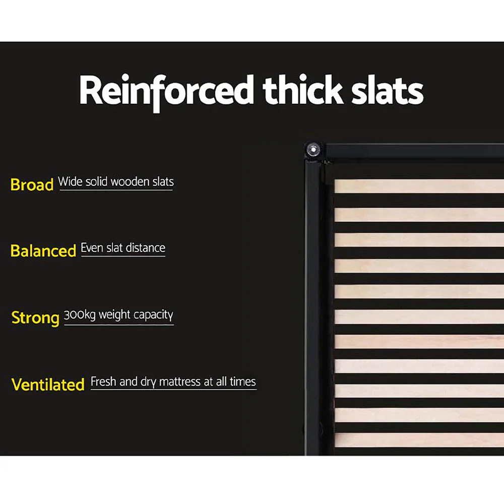 Artiss Bed Frame Double Size Base Mattress Platform Leather Wooden Black NEO