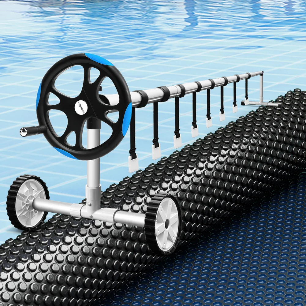 Aqua Buddy Pool Cover 7x4m 600 Micron w/ Roller 5.55m Black Solar Blanket