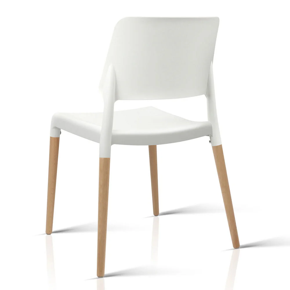 Artiss Dining Chairs Set of 4 Plastic Wooden Stackable White