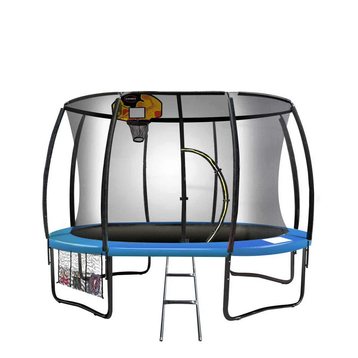 Kahuna 16ft Outdoor Trampoline Kids Children With Safety Enclosure Pad Mat Ladder Basketball Hoop Set - Blue