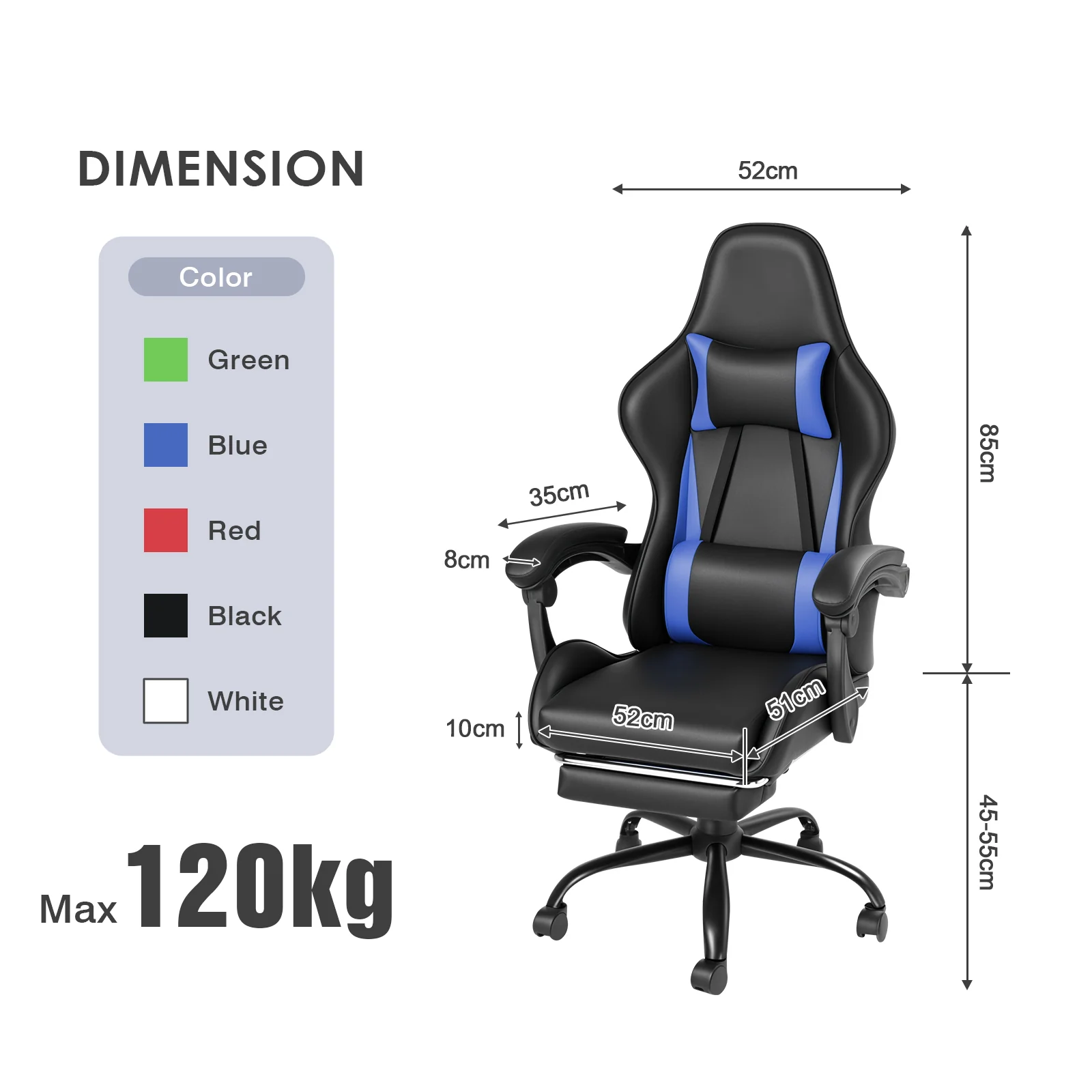 Gaming Desk and Gaming Chair Set Black & Blue