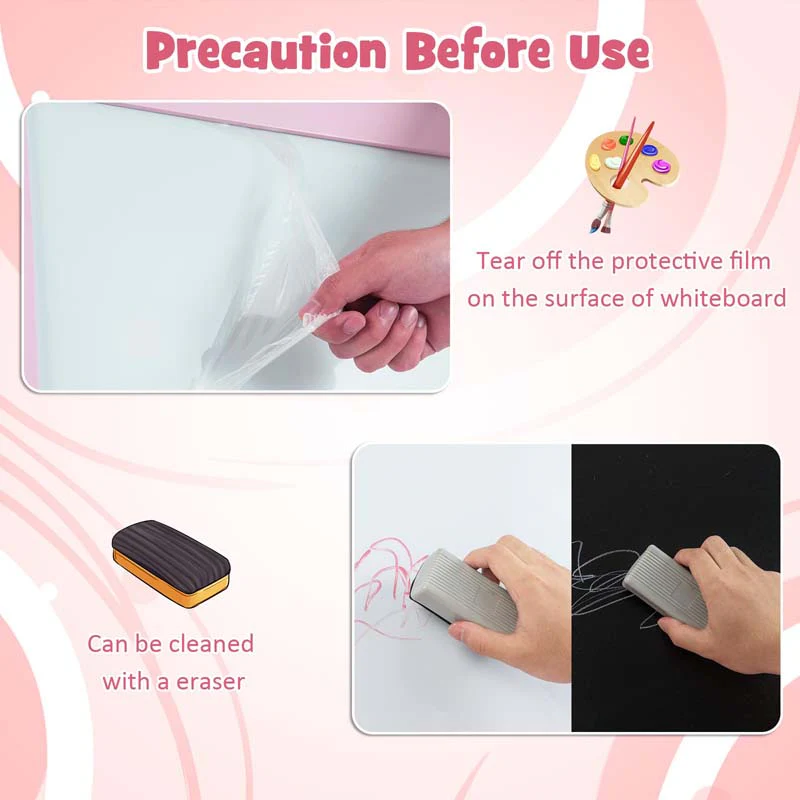 3-in-1 Double-Sided Kids Art Easel, Wooden Storage Toddler Easel with Magnetic White Board & Chalkboard, Paper Roll, Painting Dry Erase