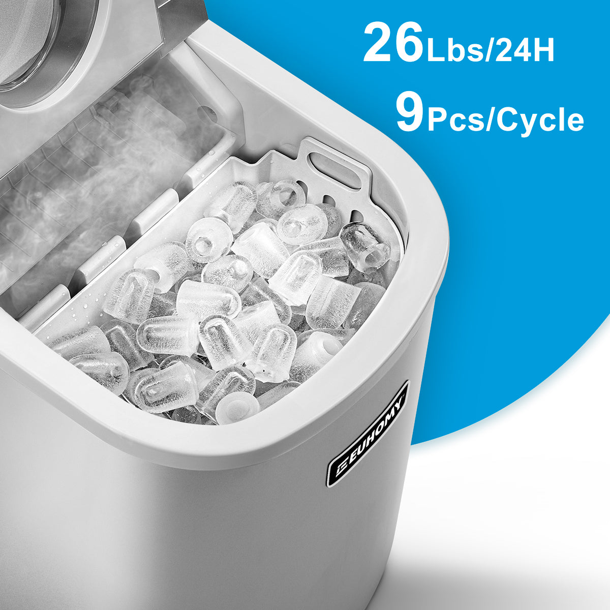 2024 Euhomy Portable Compact Ice Maker Sliver