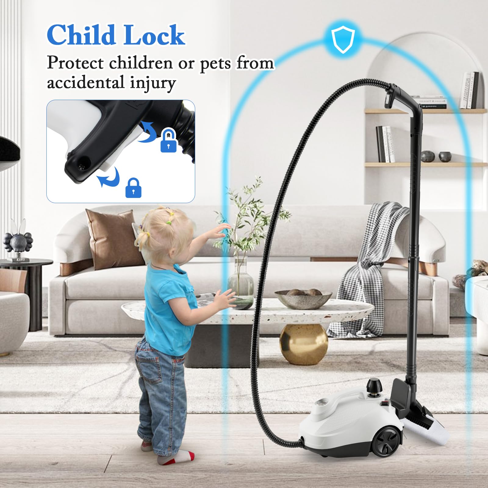 Multipurpose Steam Cleaner, 1800W Portable Household Steamer with 15 Accessories
