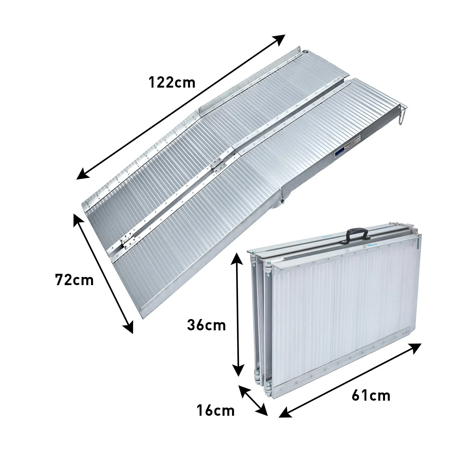 Kartrite 4ft Aluminium Foldable Wheelchair Ramp Non-Slip R02 Silver