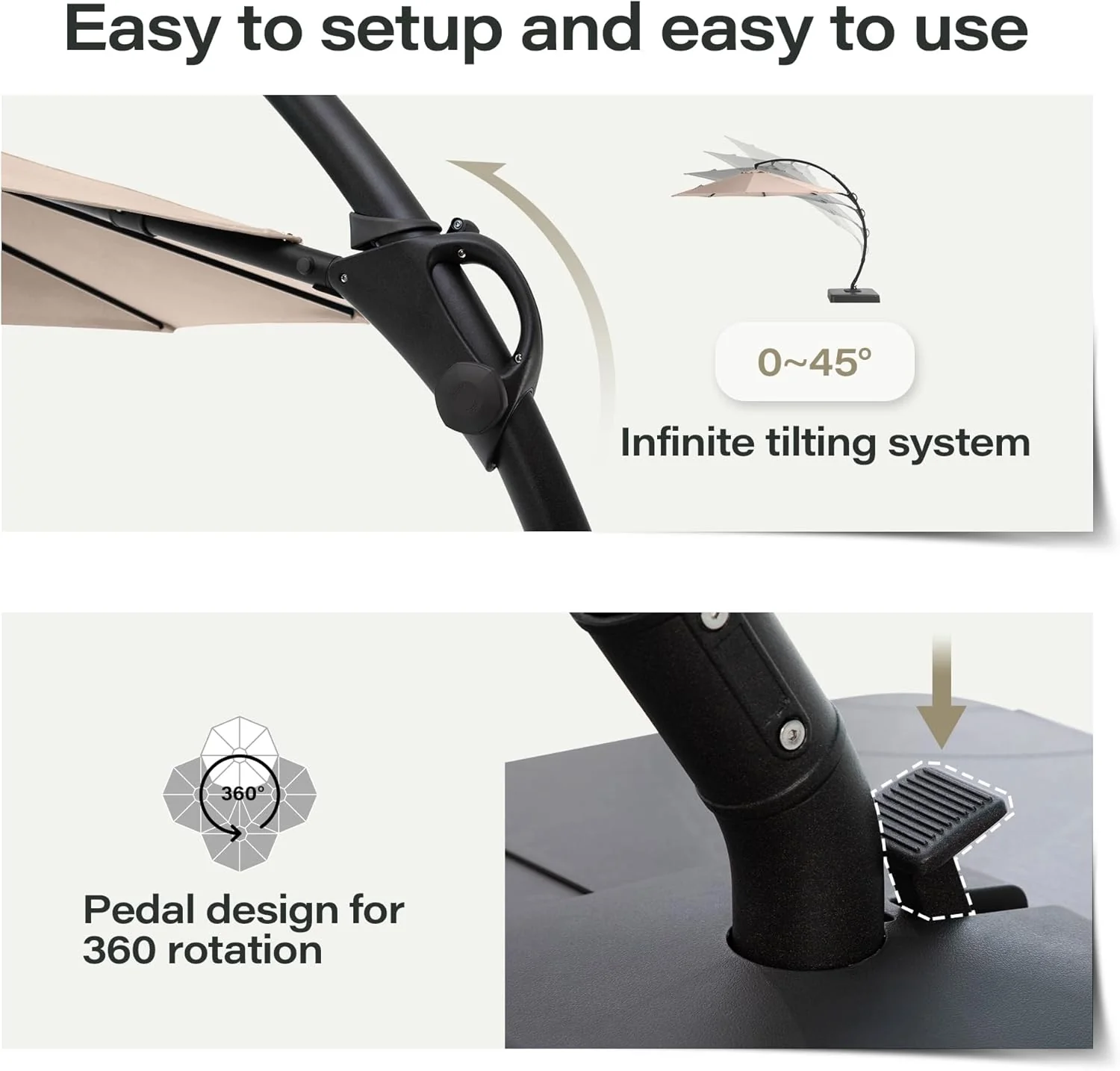 LAUSAINT HOME Outdoor Patio Umbrella with Base included, 11 FT Deluxe Curvy Cantilever Umbrella Heavy Duty Offset Hanging Umbrella with 360�� Rotation for Market, Pool, Garden, Backyard, Deck (Beige)