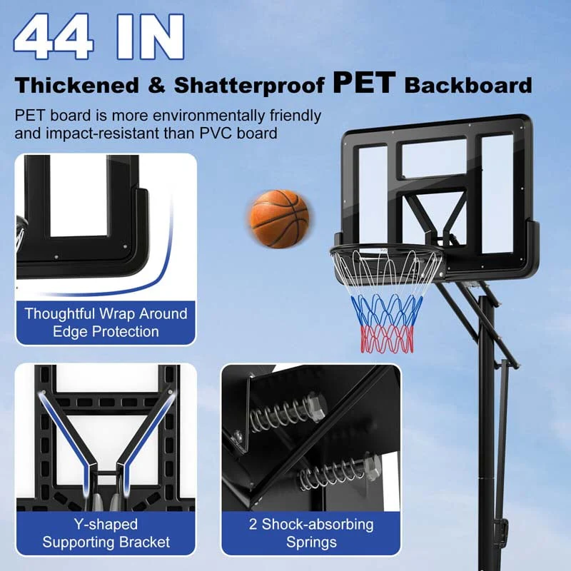 8-10FT 5-Level Height Adjustable Basketball Goal Stand with 44