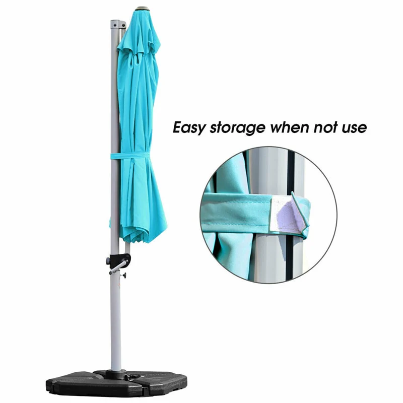 11 FT Patio Offset Cantilever Umbrella 360�� Rotation Tilt with Cross Base & Crank Handle