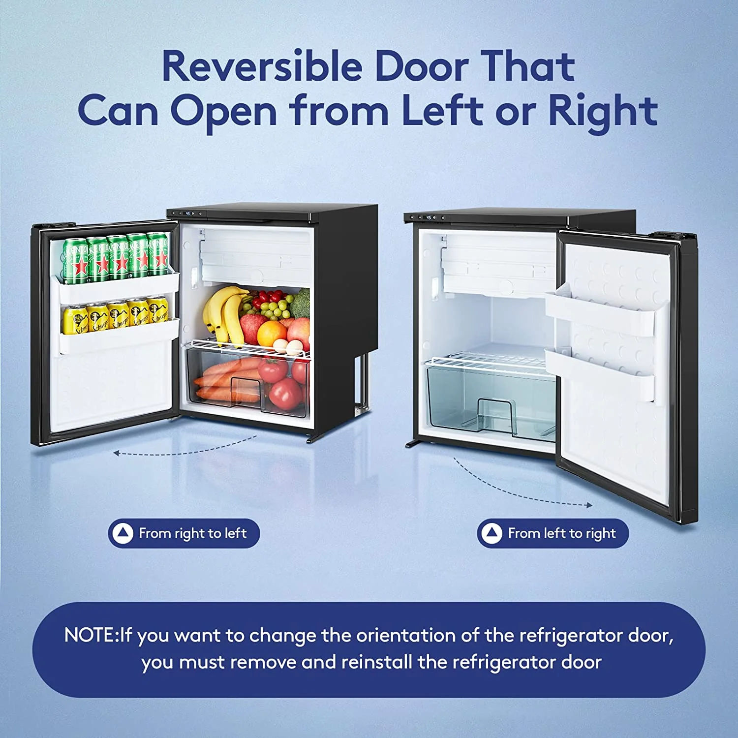 12 Volt RV Refrigerator 2.3cu.ft 65L RV Fridge and Freezer