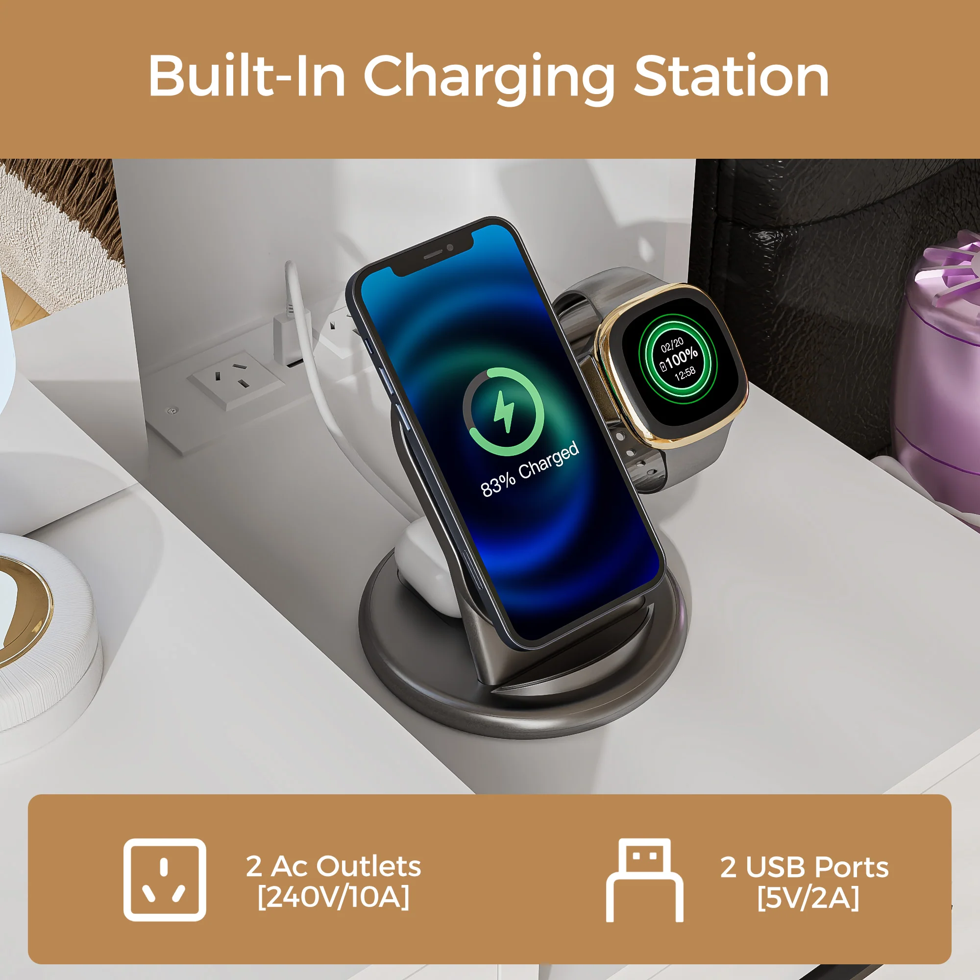 Dressing Table Stool Set with Mirror