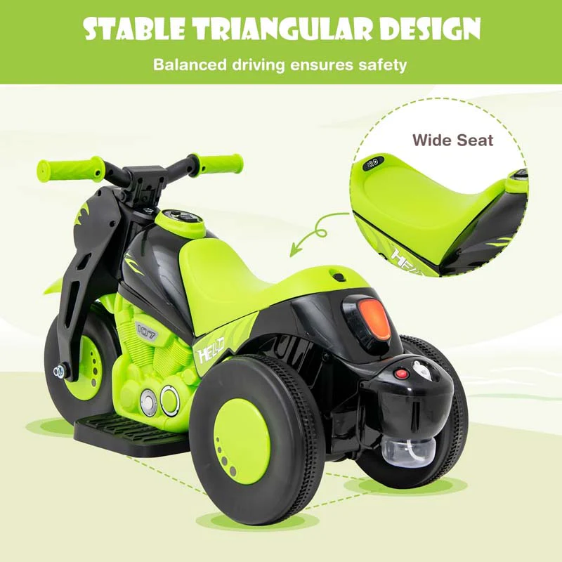 6V Kids Motorcycle w/Automatic Bubble Function & Music, 3-Wheel Vehicle Toy Electric Ride-On Car for Toddlers Ages 3+