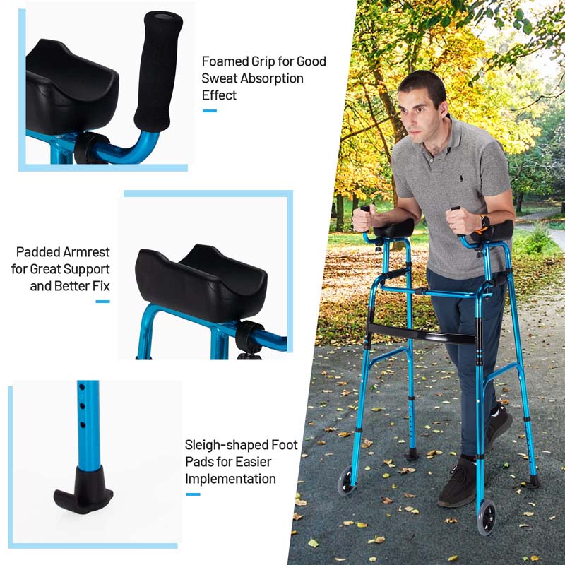 Foldable Standard Walker 440lbs Walking Mobility Aid with 5