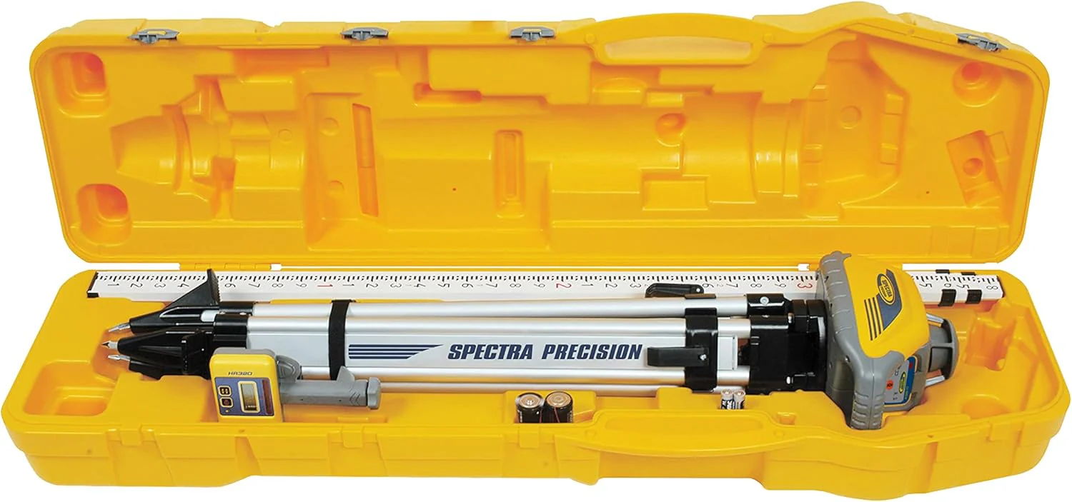 LL100N-2 Laser Level Kit with HR320 Receiver and Clamp, 15' Grade Rod (Inches), Tripod, and System Case , Yellow