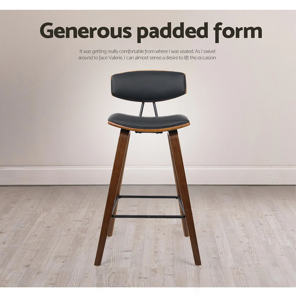 Artiss 2x Bar Stools Leather Padded w/Backrest