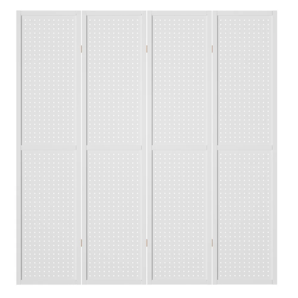 Artiss 4 Panel Room Divider Screen 164x170cm Pegboard White