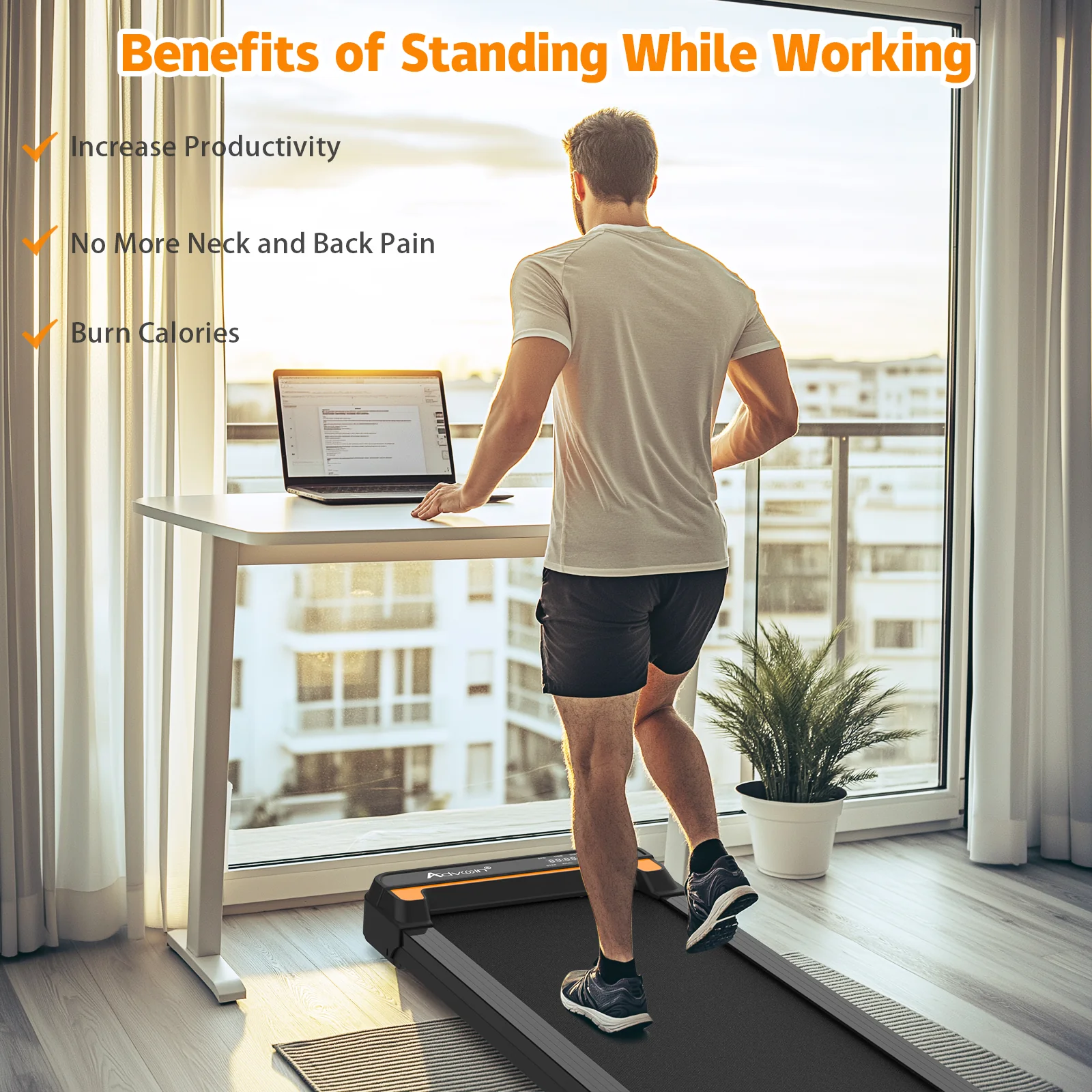 Walking Pad Under Desk Treadmill with LED Display