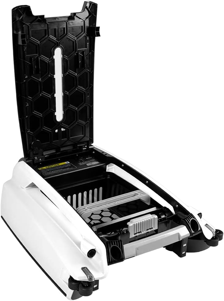 Solar Powered Automatic Robotic Pool Skimmer Cleaner with 30-Hour Continuous Cleaning Battery Power and Re-Engineered Twin Salt Chlorine Tolerant Motors (White)