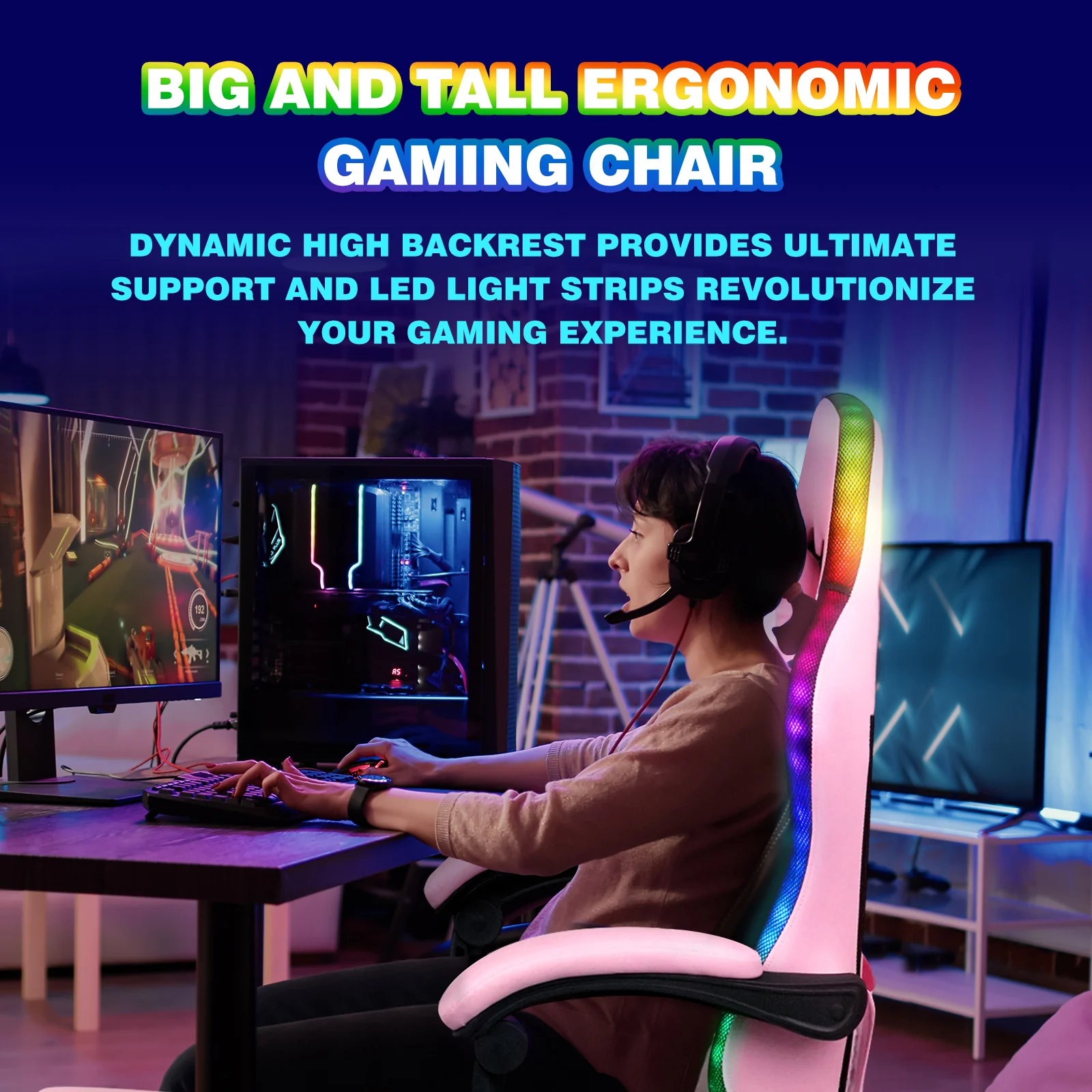 Gaming Chair 12 RGB LED Massage Chair