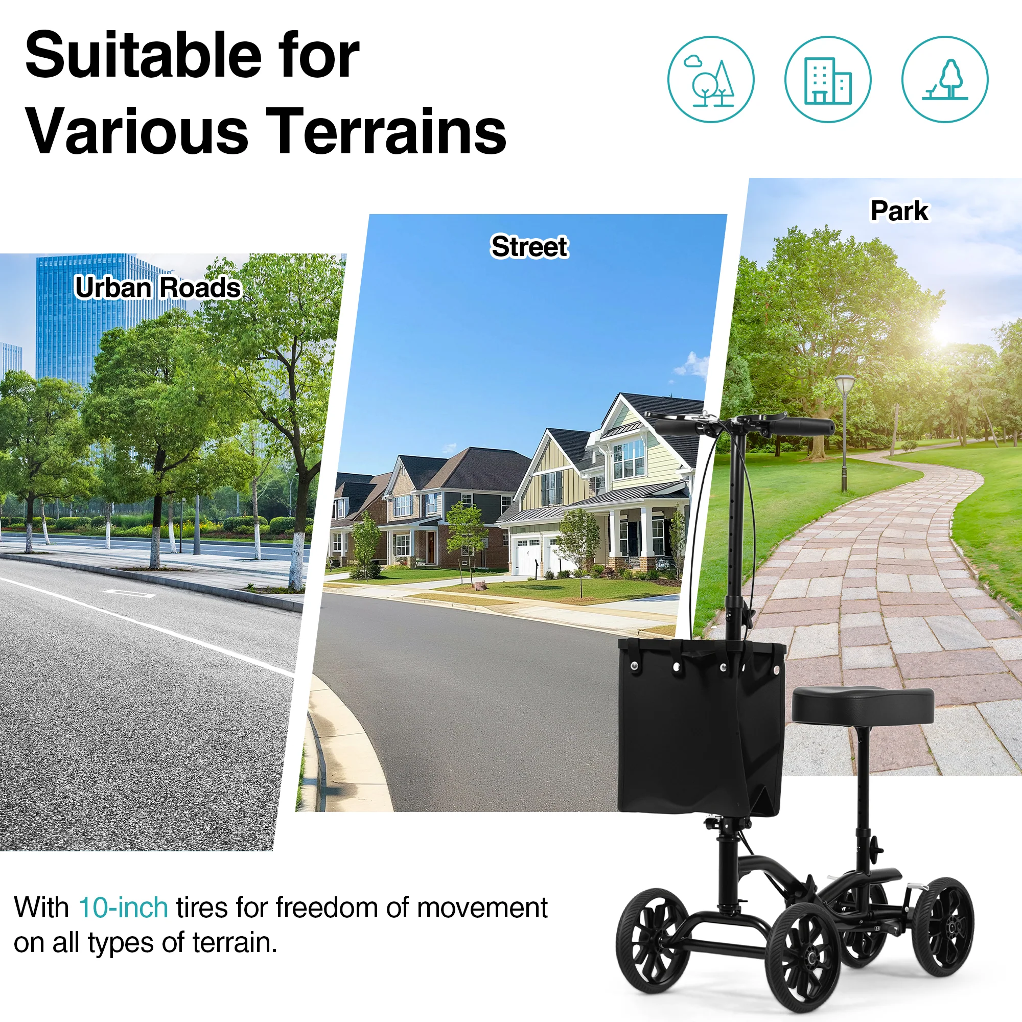 Knee Walker Scooter with 10