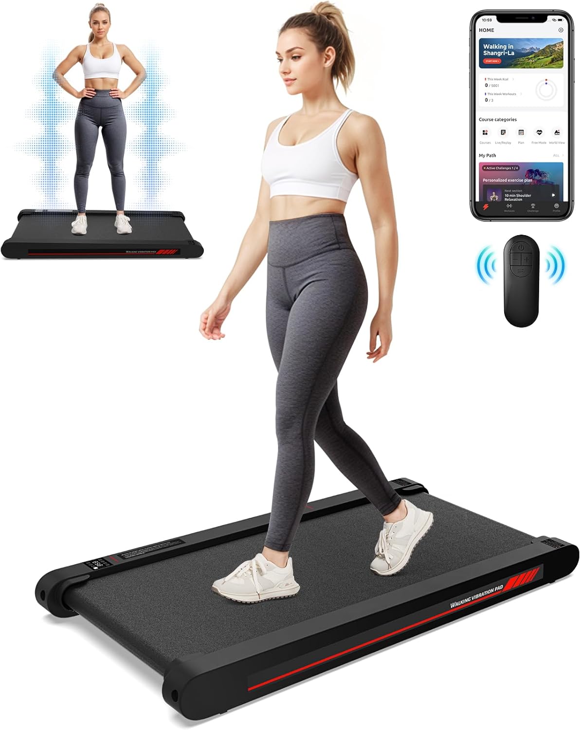 Sperax 3 in 1 Walking Vibration Pad, Under Desk Treadmill with APP, Portable Treadmills for Home, Walking Pad Treadmill with Remote Control
