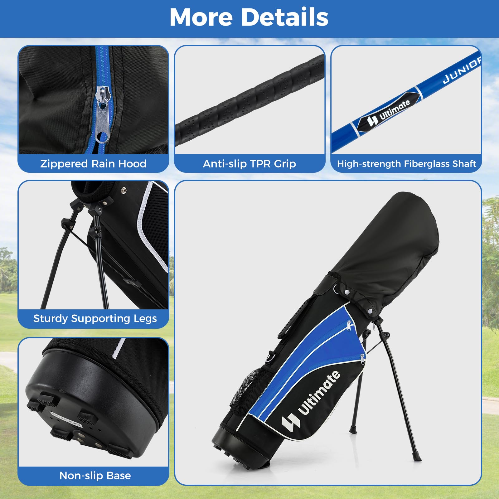 Junior Complete Golf Clubs Set for Kids, Right Hand Golf Clubs w/Stand Bag, Aged 8-10