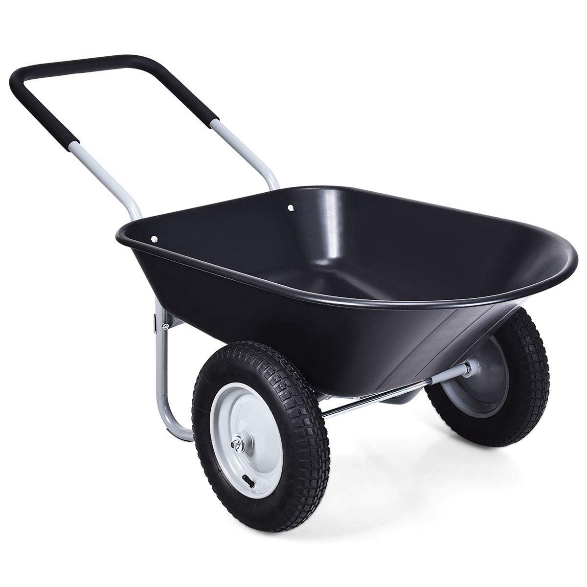 Dual Wheel Wheelbarrow, Heavy Duty Garden Cart, 330 lbs Capacity Utility Cart
