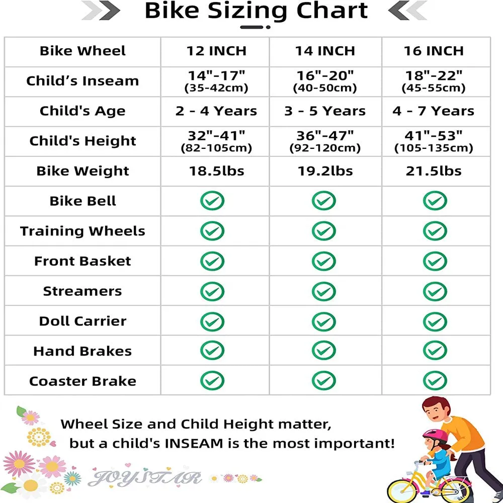 Little Daisy 12 Inch Kids Bike for 2 3 4 Years Girls with Training Wheels