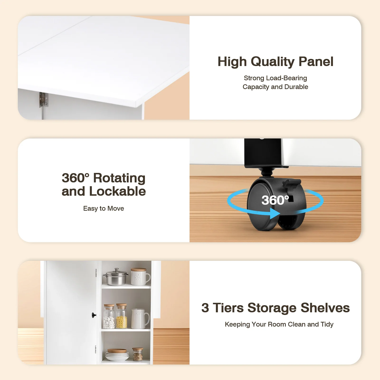 Foldable Dining Table with Storage Shelves