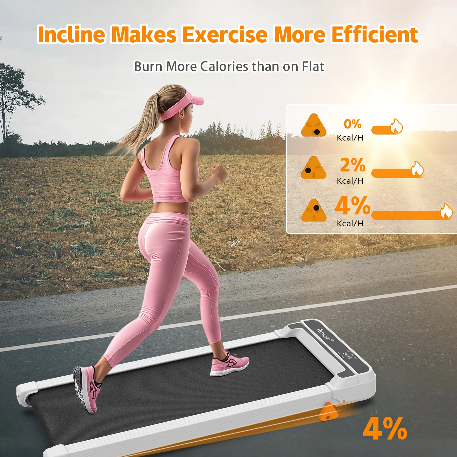 Walking Pad Manual Incline Treadmill White