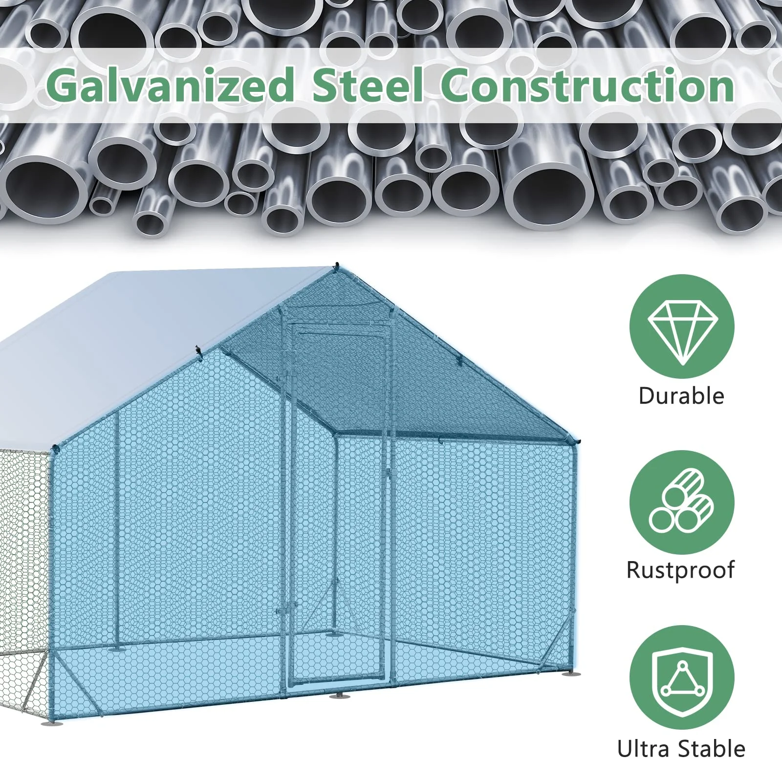 Large Spire-Shaped Chicken Coop (200 cm x 300 cm x 195 cm)