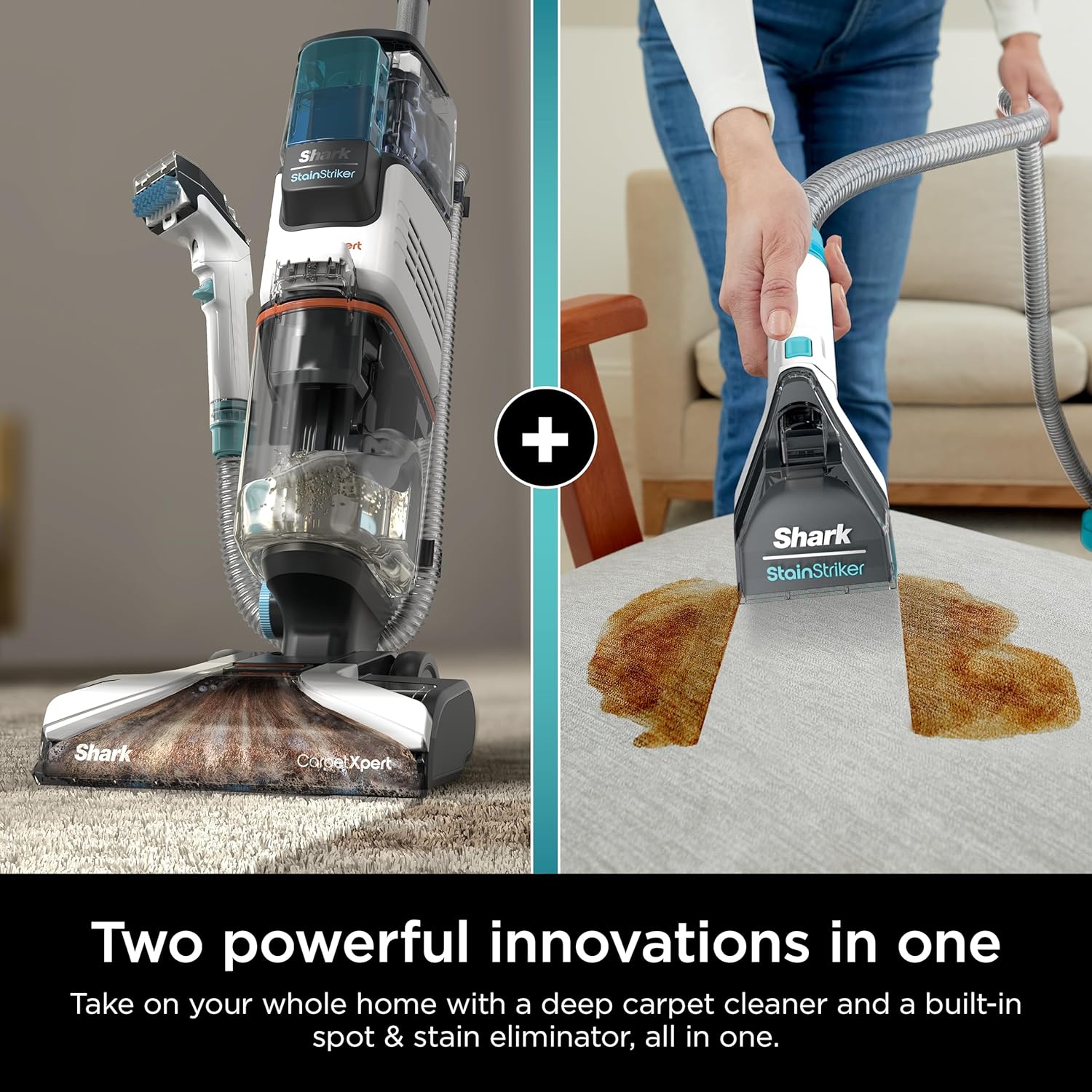 Shark CarpetXpert EX201 Carpet Cleaner, Cyan  C Deep Cleaning with StainStriker, Perfect for Pets, Includes Spot & Stain Remover Tools