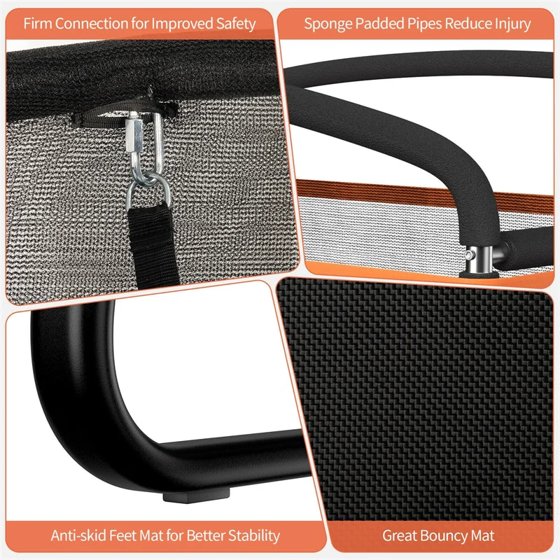 6FT Kids Trampoline with Swing, Safety Enclosure, ASTM Approved Rectangle Recreational Trampoline for 3-8 Years Indoor/Outdoor, Max Load 220lbs