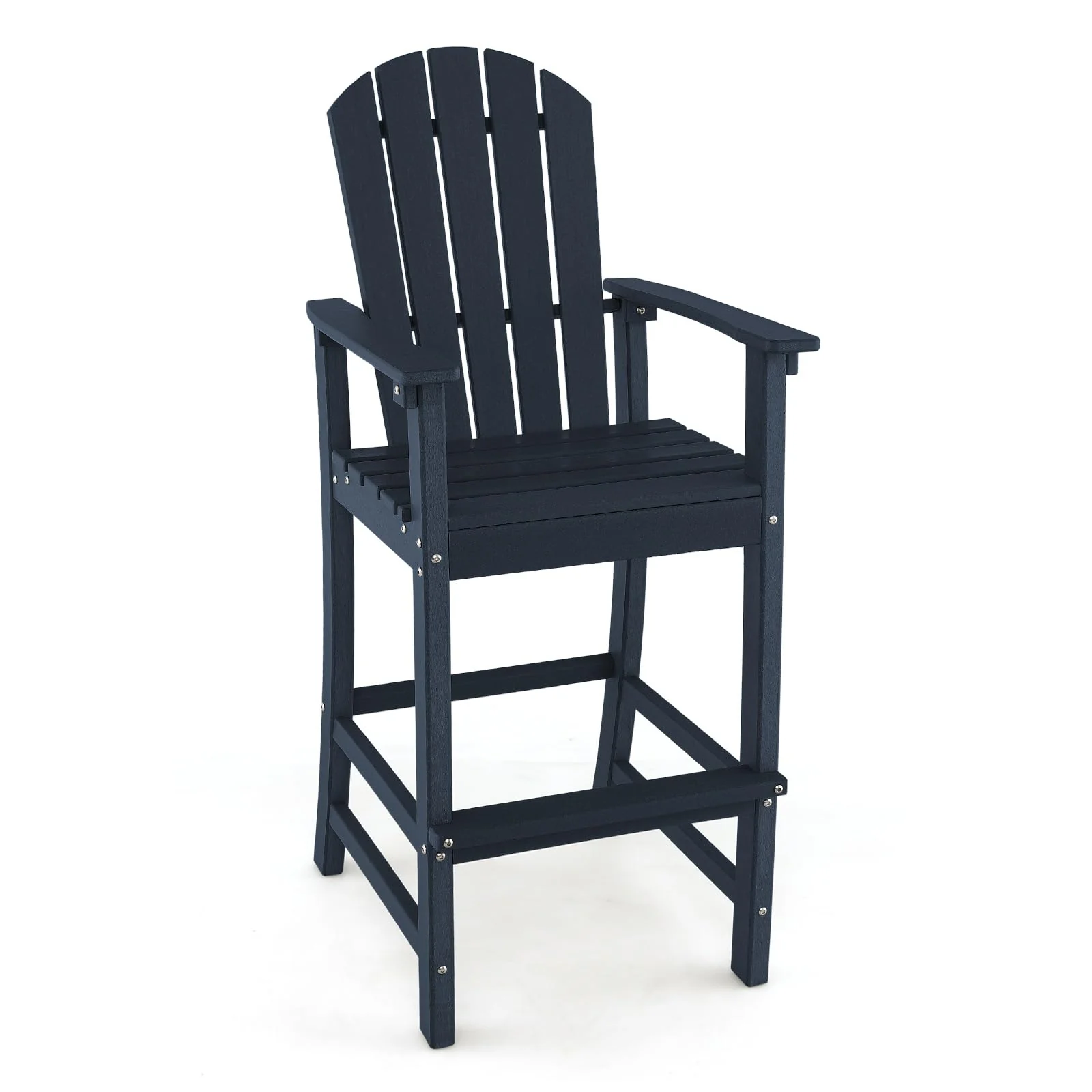 Outdoor HDPE Tall Adirondack Chairs with Armrests & Footrest, 30