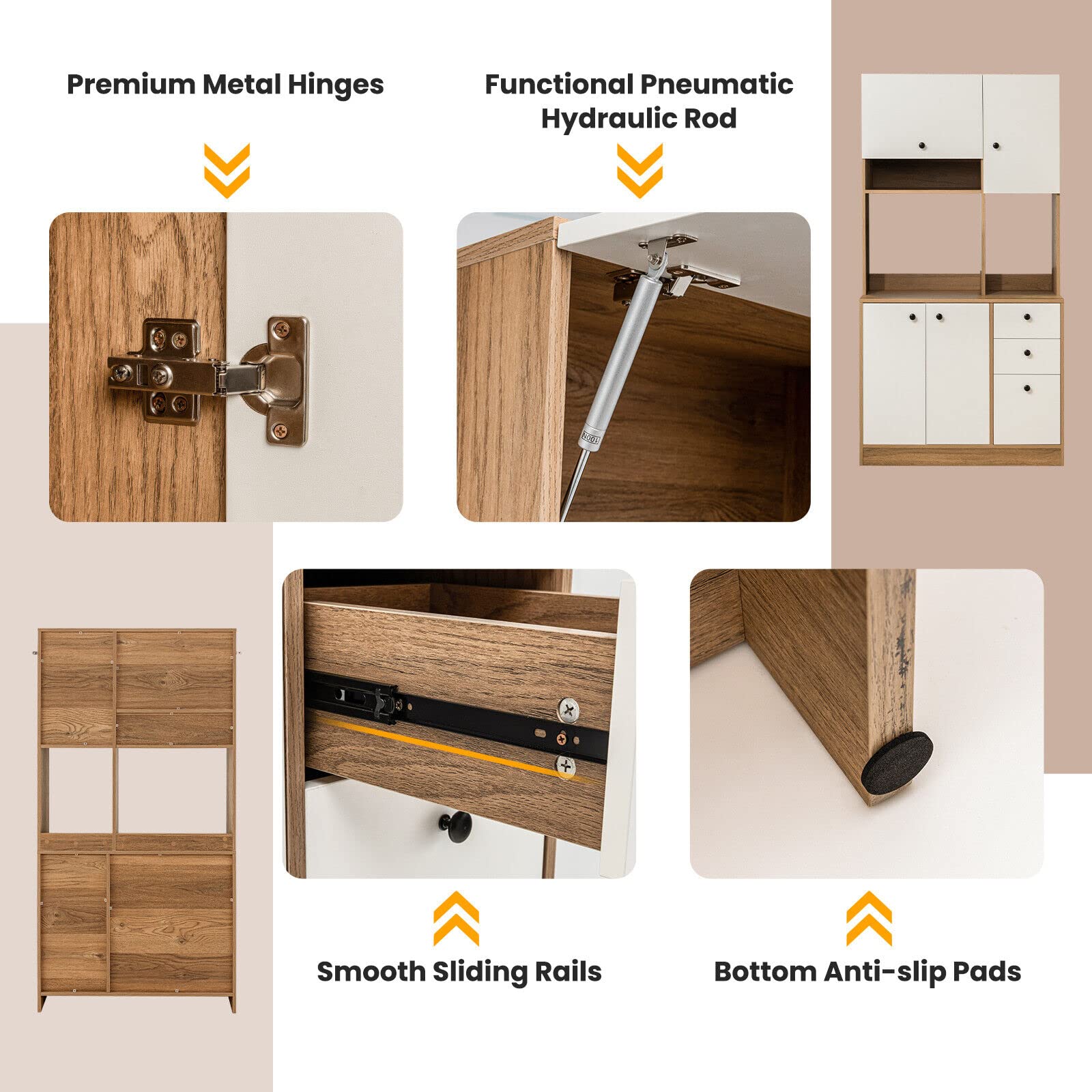 Giantex Buffet Storage Cabinet Kitchen Pantry with 3 Drawers Buffet Sideboard Hutch Cupboard