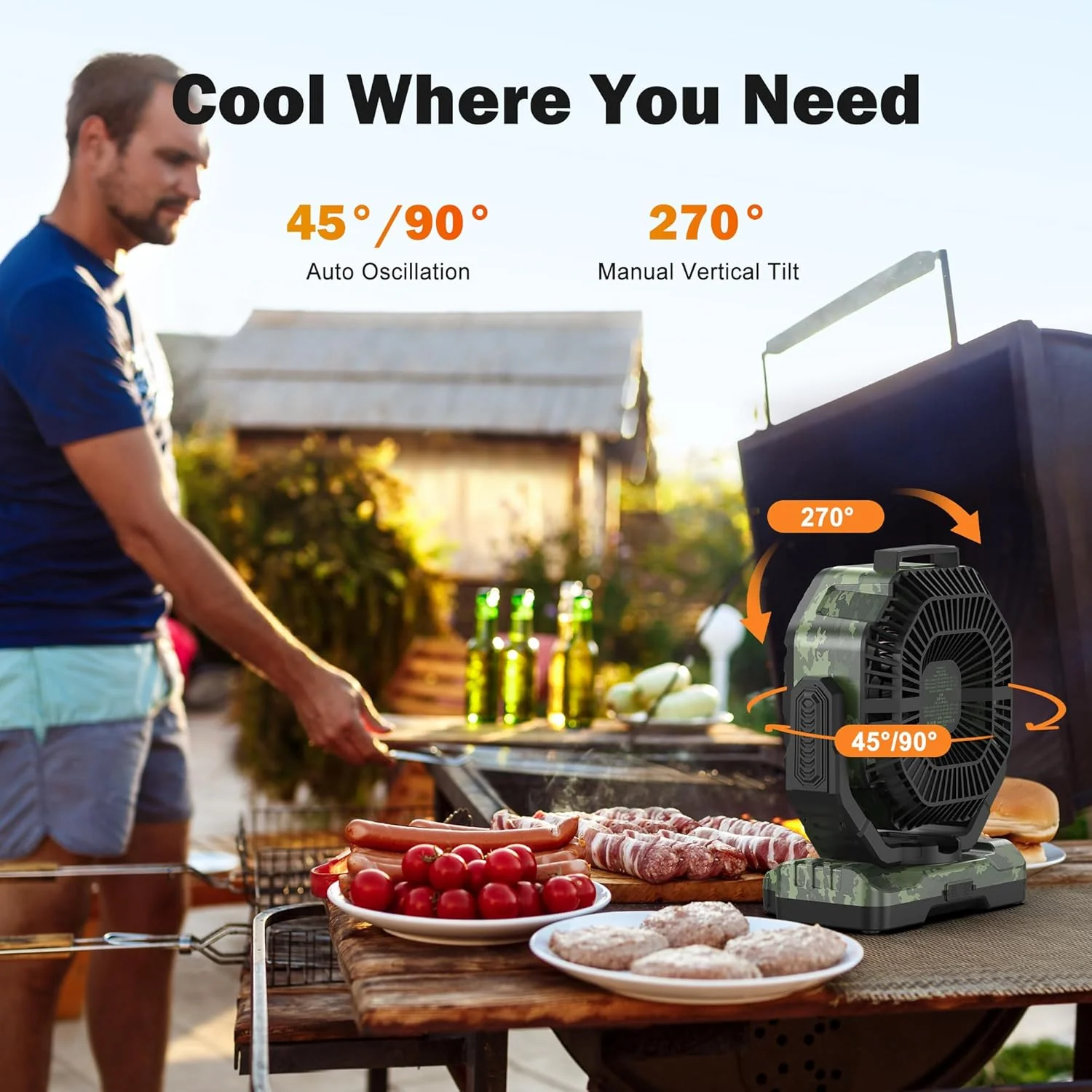 40000mAh Rechargeable Camping Fan, Battery Operated Fan with Light & Remote, 12