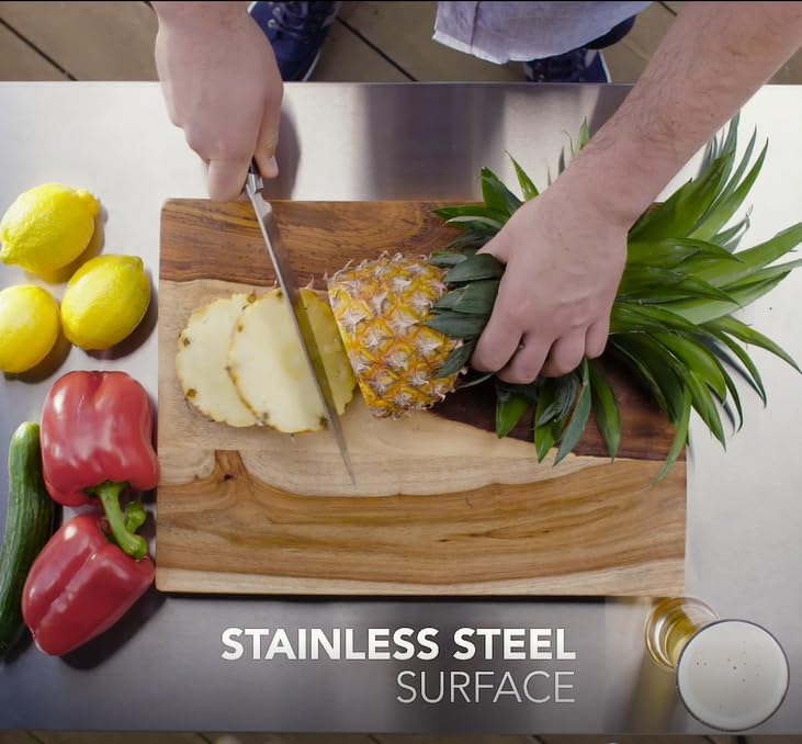 Outdoor Rolling Table Cart for Food Prep, Storage, Bar & Grill, Dark Brown