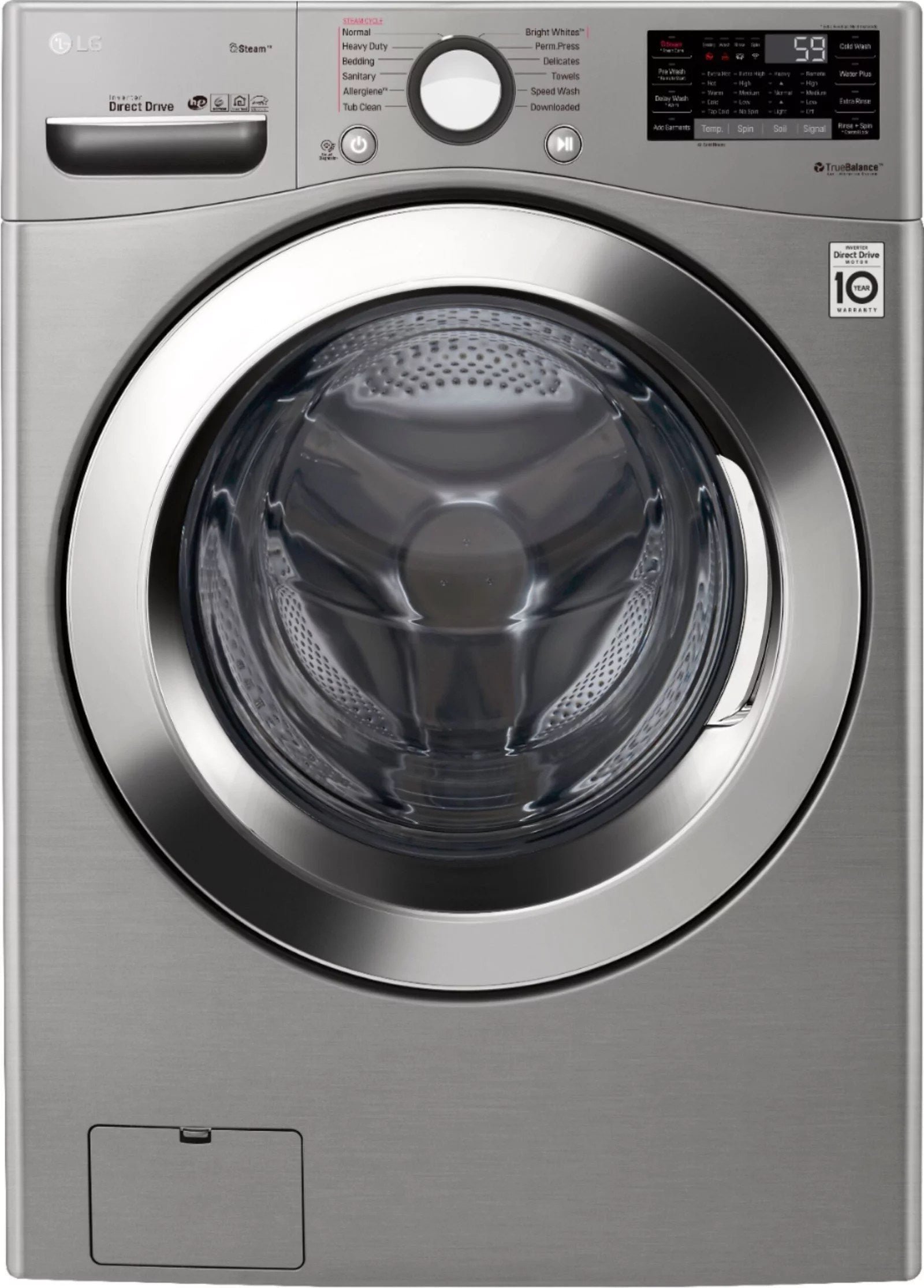 LG �C 4.5 Cu. Ft. High-Efficiency Stackable Smart Front Load Washer with Steam and 6Motion Technology �C Graphite steel