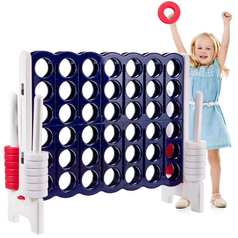Giant 4-In-A-Row, Jumbo 4-to-Score Giant Game Set with 42 Jumbo Rings & Quick-Release Slider