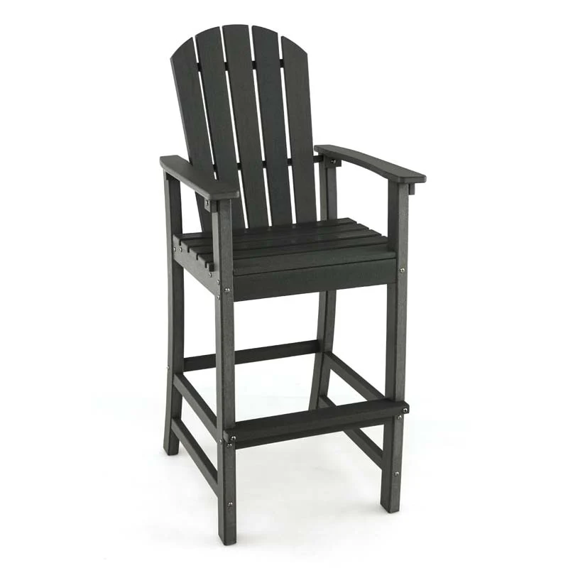 Outdoor HDPE Tall Adirondack Chairs with Armrests & Footrest, 30